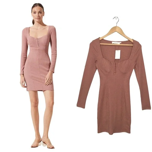 Astr The Label Long Sleeve Body-Con Dress, Size Small - Blush at Nordstrom Rack